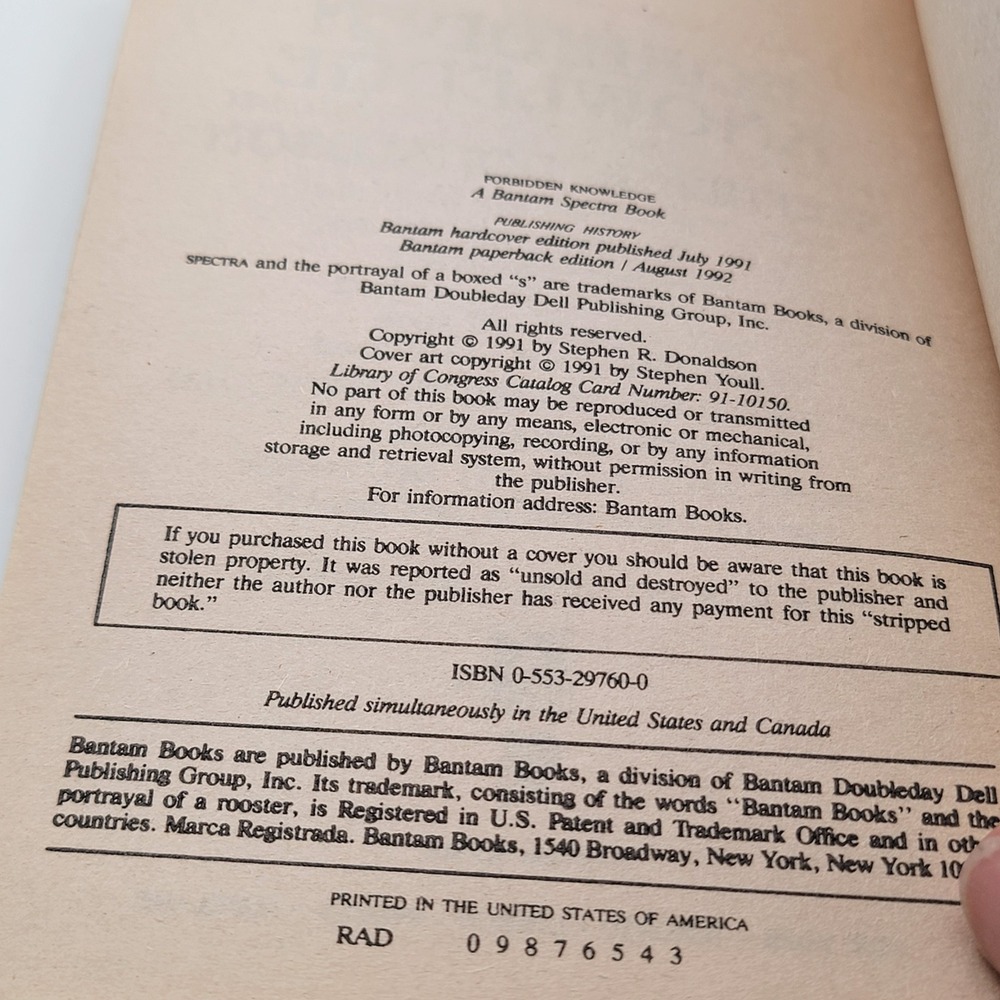 Stephen R. Donaldson Forbidden Knowledge & Power That Preserves Paperbacks Good - Picture 8 of 11